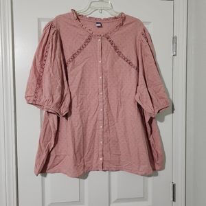Old Navy Pink Cotton Blouse Sz 4X
